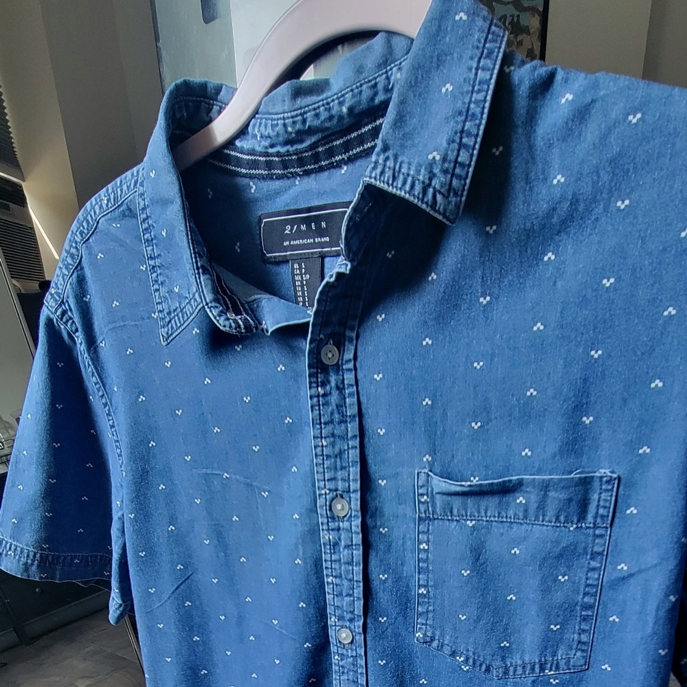 Light Denim Block Pattern Shirt - Picture 2 of 3